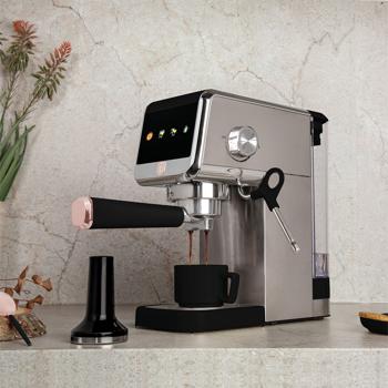 Preview: Digitale Siebträger-Espressomaschine, 20 bar: Schwarz-Roségold, 1350 Watt, Für den perfekten Kaffeegenuss
