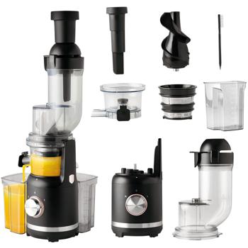 Preview: Spremiatrice da 300W efficiente (Slow Juicer) in nero/oro rosa: per succhi sani dal gusto pieno, silenziosa, facile da pulire e un punto d‘attrazione in ogni cucina