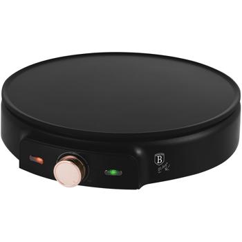 Preview: Moderner Crêpes-Maker Ø 30 cm, antihaftbeschichtet, schwarz-roségold, mit Teigverteiler & Wender. Für leckere Crêpes & Galettes. Schnelles Backen, gleichmässige Bräunung