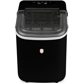 Preview: Premium Eismaschine & Eiswürfelbereiter Schwarz-Roségold, 9 perfekte Eiswürfel in 6 Minuten & 10Kg/24h, Kompakt für Bar & Küche