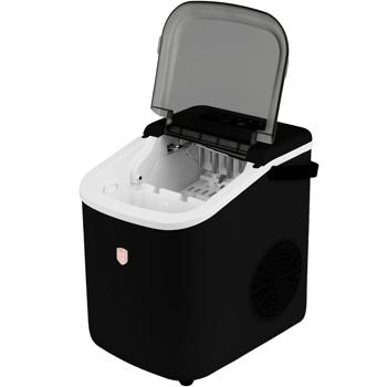 Preview: Premium Eismaschine & Eiswürfelbereiter Schwarz-Roségold, 9 perfekte Eiswürfel in 6 Minuten & 10Kg/24h, Kompakt für Bar & Küche