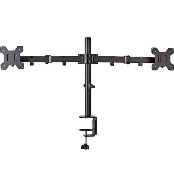 Preview: Support Double Écran Bureau Ergonomique - Inclinable, Pivotant, Réglable Hauteur, Rotation 360° - VESA 75/100, pour 2 Moniteurs 15-32