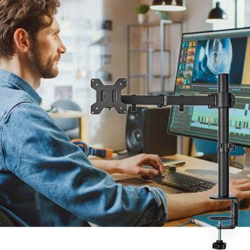 Preview: Support d‘écran mobile pour bureau - Ergonomique, inclinable, pivotant & réglable en hauteur - VESA 75/100, pour écrans 15-32