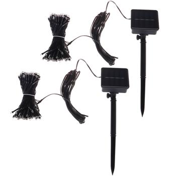 lot de 2 guirlandes lumineuses solaires extra-longues de 12,5 m : 100 LED blanc chaud avec 8 effets lumineux - Décoration de jardin et éclairage parfaits