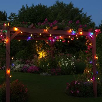 2er-Set Multicolor LED-Lichterkette für Innen und Aussen, 40 LEDs, bunt, Timer, IP44, Batterie, zauberhafte Lichteffekte Zuhause, Balkon oder Garten