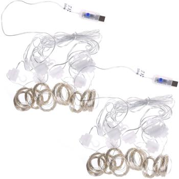 set di 2 eleganti tende luminose a LED con telecomando, bianco caldo, 200 LED, 3x3m: illuminazione accogliente e decorazione romantica per camera da letto e soggiorno