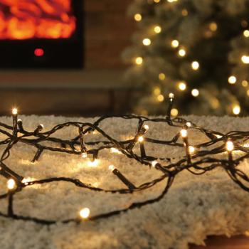 Preview: Wunderbare LED Lichterkette, 50 warmweisse LEDs – Timer Funktion, Wetterfest IP44 für Innen & Aussen - Deko für Weihnachten, Garten, Fenster, u.v.m.