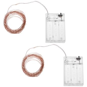 Preview: 2er-Set LED-Micro-Lichterkette 5m – 100 warmweisse LEDs, batteriebetrieben – für Innen, flexibel, langlebig & stimmungsvoll–ideal für Deko