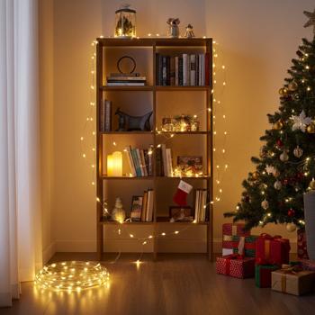 2er-Set LED-Micro-Lichterkette 5m – 100 warmweisse LEDs, batteriebetrieben – für Innen, flexibel, langlebig & stimmungsvoll–ideal für Deko