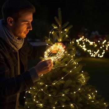 Preview: 2er-Set LED-Micro-Lichterkette 5m – 100 warmweisse LEDs, batteriebetrieben – für Innen, flexibel, langlebig & stimmungsvoll–ideal für Deko