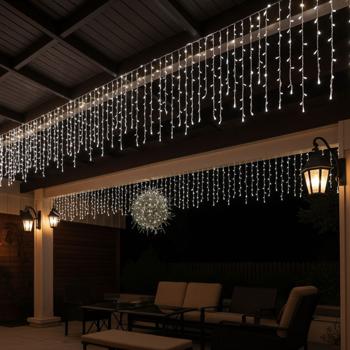 Set of 2 brilliant icicle string lights 6.5 m cool white with 180 lights - Weatherproof IP44 - Perfect for Christmas decor, balcony, terrace, and more