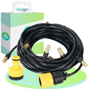 Preview: Water sprayer set with 10-meter hose and 10 metal nozzles, click system: A patio cooler for instant refreshment & easy garden irrigation