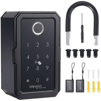 Preview: Smarter Schlüssel-Safe mit Fingerabdruck, PIN, Transponder-Karte, Bluetooth – Eine sichere Keybox für Haus, Büro & Ferienwohnung