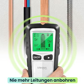 Preview: 5-in-1 Wandscanner & Ortungsgerät – Präzises Suchgerät für Metall, Holz & Stromleitungen, mit beleuchtetem Display & akustischem Warnsignal