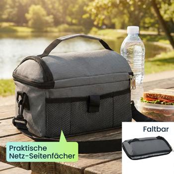 Preview: Mini-Kühltasche faltbar (6L) - Isoliert & auslaufsicher - Kühltasche mit Schultergurt, Tragegriffen & Trennfächern für Picknick & Büro