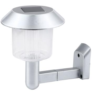 Preview: Solar-Wandleuchte silber - Energieeffiziente LED-Beleuchtung für Aussenwände mit Dämmerungssensor - Kabellos, Ni-MH 1.2V 40mAh Akku, Kaltweisslicht