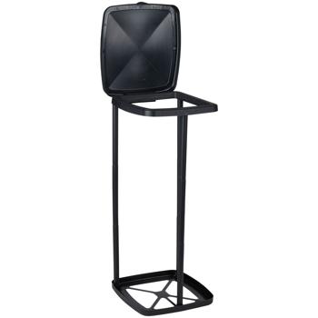 Preview: Support Sac Poubelle Robuste - Couvercle Anti-Odeurs & Pliable - Cuisine-Jardin-Camping-Chantier - ABS Noir 34x29x69cm