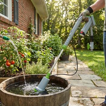 Mobile rechargeable submersible pump for rain barrels: Convenient garden irrigation without power connection, powerful, light & versatile, for every garden