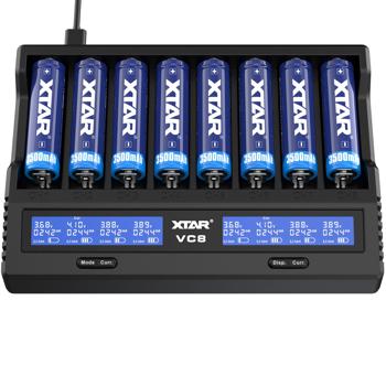 Preview: Caricatore per batterie Li-ion/Ni-MH/Ni-CD, caricatore universale a 8 slot - Display LCD per un monitoraggio ottimale della carica