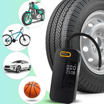 Preview: Mobiler 10.3 bar Akku-Kompressor: Leistungsstarke & kabellose Luftpumpe mit Digital-Display für Auto & Fahrrad, inkl. Powerbank und LED-Leuchte