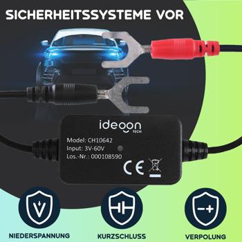 Preview: Hochleistungs-KFZ-Batterie-Wächter mit App – Zuverlässige 6-12V Überwachung für maximale Startleistung, Batterie Monitor, IPX7