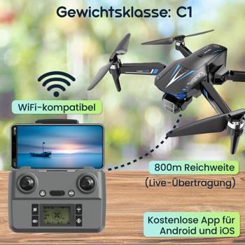 Preview: Profi GPS-Drohne mit Full-HD-Kamera & 3-Achsen-Gimbal – 800m Reichweite, Live View, Follow-Me-Modus & Ersatzrotoren