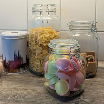 Preview: 6er-Set Vorratsgläser-Set mit Spannverschluss, 3 Grössen: Glasdosen mit Spannverschluss – Eine Frische-Garantie & Aromaschutz für Küche & Vorrat