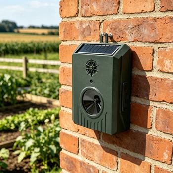 Preview: Répulsif solaire à ultrasons pour oiseaux, système mobile anti‑pigeons, IP54 étanche, contrôle par intervalles contre l’habituation, set effaroucheur pigeons 8–35 kHz