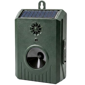 Preview: Répulsif solaire à ultrasons pour oiseaux, système mobile anti‑pigeons, IP54 étanche, contrôle par intervalles contre l’habituation, set effaroucheur pigeons 8–35 kHz