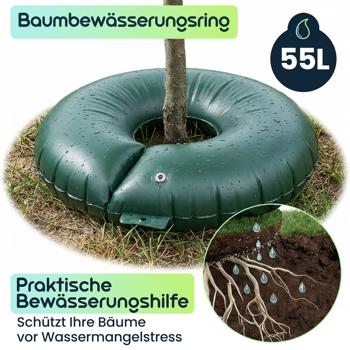 Preview: Baumbewässerungsring 55L für Sträucher & Bäume – Bewässerungsbeutel aus robustem PVC – UV-beständig – für Stammumfang bis 30 cm – Tröpfchensystem