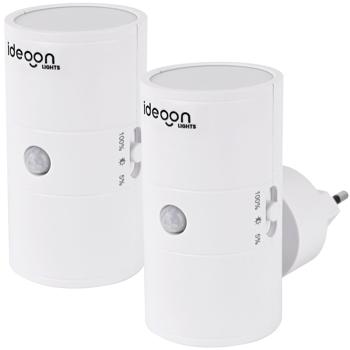 lot de 2 prises de nuit blanches à intensité variable : Lampe de nuit intelligente avec PIR & capteur crépusculaire pour une orientation sûre dans l‘obscurité