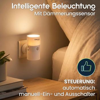 Preview: 2er-Set Steckdosen-Nachtlicht dimmbar mit PIR- & Dämmerungssensor – Intelligente Steckdosenlampe mit Bewegungsmelder, 10 LEDs für Flur & Schlafzimmer
