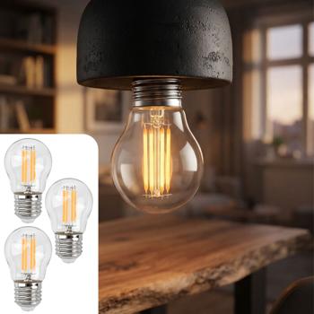 Set da 3 lampadine LED a filamento G45 E27 4 W 400 lm bianco caldo 2500 K lampadina vintage lampada retrò dimmerabile luce calda forma a sfera Edison lampada a goccia