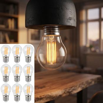 Set da 9 lampadine LED a filamento G45 E27 4 W 400 lm bianco caldo 2500 K lampadina vintage lampada retrò dimmerabile luce calda forma a sfera Edison lampada a goccia