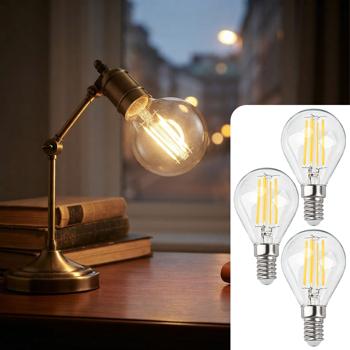 Set di 3 lampadine LED a filamento G45 E14 4 W 400 lm bianco caldo 2500 K lampadina vintage lampada retrò dimmerabile luce calda forma a globo Edison lampada a goccia