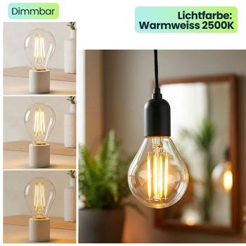 Preview: 6er-Set LED Filament Lampe G45 E14 4W 400lm Warmweiss 2500K Vintage Glühbirne Retro Glühlampe Dimmbar Warmes Licht Kugelform Edison Tropfenlampe