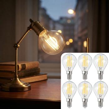 Set da 6 lampadine LED a filamento G45 E14 4 W 400 lm bianco caldo 2500 K lampadina vintage lampada retrò dimmerabile luce calda forma a sfera lampadina Edison a goccia