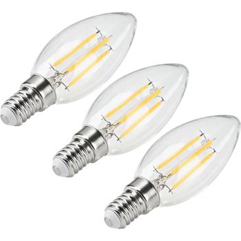 Preview: Set 3 pezzi lampadine a candela LED a filamento C35 E14 4 W 400 lm bianco caldo 2500 K lampadina vintage lampada retrò luce calda forma candela