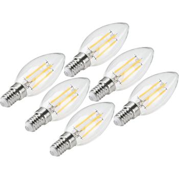 Preview: Set da 6 lampadine a candela LED a filamento C35 E14 4 W 400 lm bianco caldo 2500 K lampadina vintage lampada retrò luce calda forma candela
