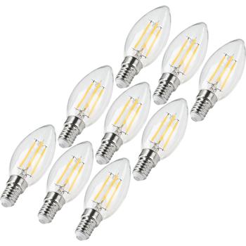 Preview: Set di 9 lampadine a candela LED a filamento C35 E14 4 W 400 lm bianco caldo 2500 K lampadina vintage retrò luce calda forma candela