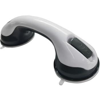 Preview: 2 Poignées à Ventouse Salle de Bain WC - Barres d‘Appui Sécurité sans Perçage - Polyvalentes - Fixation Rapide, 70kg, 28x9cm, PP+PVC
