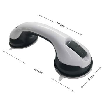 Preview: 2 Poignées à Ventouse Salle de Bain WC - Barres d‘Appui Sécurité sans Perçage - Polyvalentes - Fixation Rapide, 70kg, 28x9cm, PP+PVC