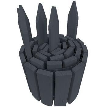 Preview: Robusta bordura per aiuole in legno in elegante grigio scuro, 200 x 20/35 cm - bordura decorativa per aiuole, sentieri e prati, resistente alle intemperie e durevole nel tempo