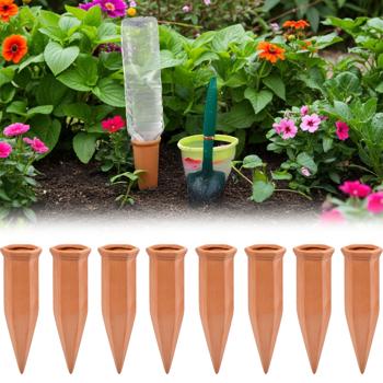 set di 8 coni di irrigazione in argilla XL per bottiglie: Innaffiamento automatico delle piante - godetevi una vacanza spensierata e piante sane