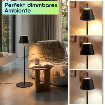 Preview: 2er-Set Moderne höhenverstellbare LED-Stehlampe, dimmbar, schwarz, 50 /90/130 cm - ein elegantes Stimmungslicht für Wohnzimmer, Schlafzimmer & Büro