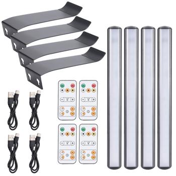 set of 4 Elegant wall and picture light with remote control & touch switch, USB & battery operation, dimmable: A flexible LED lamp for art & ambience
