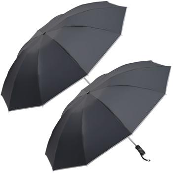 set di 2 ombrelli pieghevoli con torcia LED, Ø105 cm, nero: un compagno perfetto per tutte le stagioni in caso di buio e pioggia