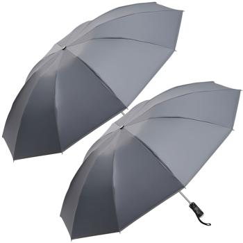 set di 2 ombrelli pieghevoli con torcia LED, Ø105 cm, antracite: un compagno perfetto per tutte le stagioni in caso di buio e pioggia