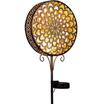 Preview: 2er-Set Dekorative Solarblume Gartenstecker im edlen Rost Design (Höhe 98 cm): Sanftes Licht für Garten, Balkon & Terrasse, einfach zu platzieren & ein zauberhaftes Highlight