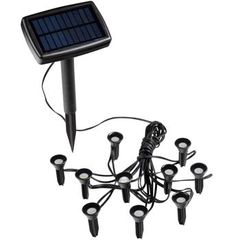 Preview: Efficaci faretti solari da giardino a LED con 10 spot a terra: Illuminano piante, cespugli e alberi